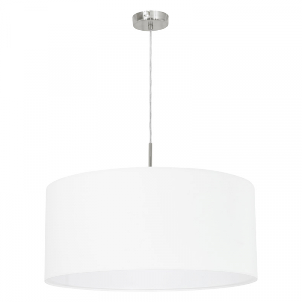 Eglo Подвес PASTERI, 1х60W (E27), Ø530, никель матовый/текстиль, белый 31575