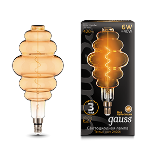 Gauss Лампа Filament Honeycomb 6W 420lm 2400К Е27 golden flexible LED 158802006 Gauss Лампа Filament Honeycomb 6W 420lm 2400К Е27 golden flexible LED 158802006