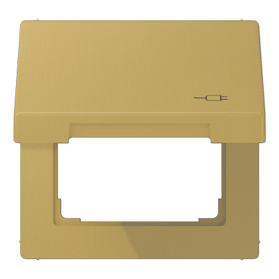 JUNG Рамка с подпружиненной крышкой для механизмов 50*50, с символом "Вилка", латунь Classic ME2990KLSOCC