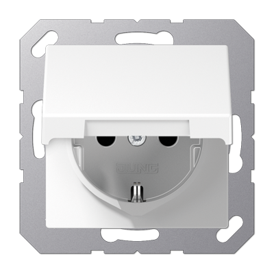 JUNG Белая Розетка с/з с откидной крышкой и защитой от детей A1520KIKLWW