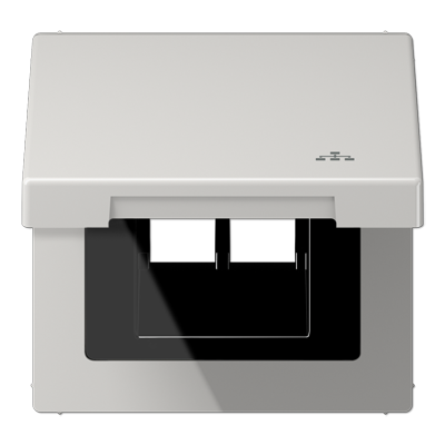 JUNG Накладка и крышка для двойных UAE розеток с символом "сеть" термопласт светло-серый LS990BFKLLANLG