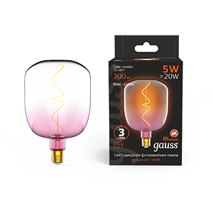 Gauss Лампа Filament V140 5W 200lm 1800К Е27 pink-clear flexible LED 1010802105