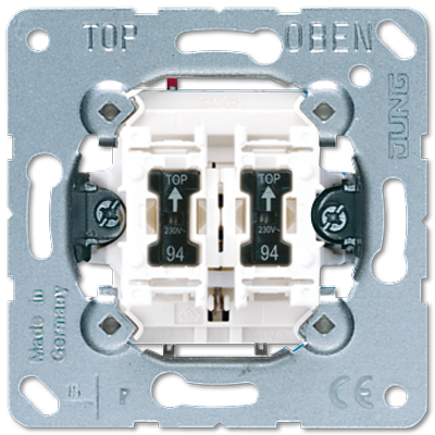 JUNG Мех Выключатель 2-клавишный кнопочный с подсветкой (2 НО контакта) 535U5