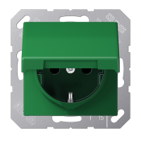 JUNG SCHUKO®-розетка 16 A / 250 B ~ с защитой от детей и крышкой, зелёная AS1521BFKIKLGN