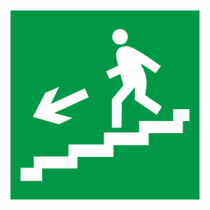 Белый свет Знак безопасности PS-15164.E14"Напр. к эвакуац. выходу по лестн. вниз (лев.)" a21932