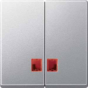 Купить SE Merten SM Алюминий Две клавиши с красным прямоугольным окошком для световой индикации MTN3456-0460