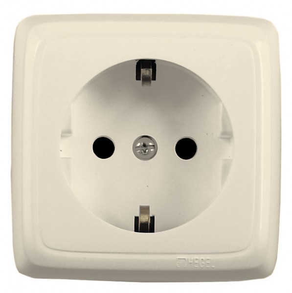 Hegel Альфа наруж Слоновая кость РА16-113-01 Розетка с/з, с изол. пластиной