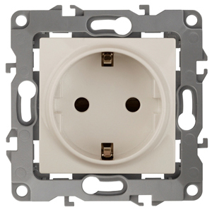 ЭРА 12-2001-02 Розетка 2P+E Schuko, 16A-250В, IP20, без м.лапок, 12, Слоновая кость