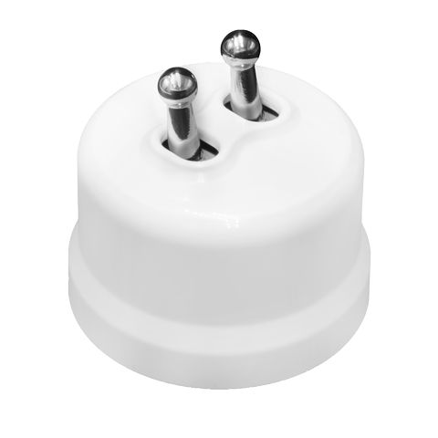 BIRONI Лизетта Пластик Белый Выключатель 2-кл (тумблерный), ручка Серебро B1-232-21-S