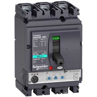 Купить SE Compact NSX Силовой Автоматический выключатель 3P Iu=100А диапазон уставки тока расцепления: 150А NSX100HB1 MR 2.2M LV433306