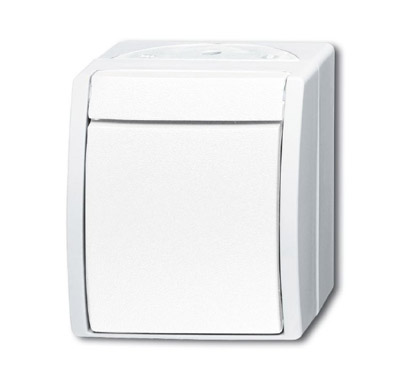 ABB BJE Ocean Альпийский Белый Выключатель 1-клавишный, 2-полюсный, IP44, для открытого монтажа 2CKA001085A1627