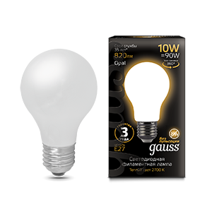 Gauss Лампа Filament А60 10W 820lm 2700К Е27 milky LED 102202110
