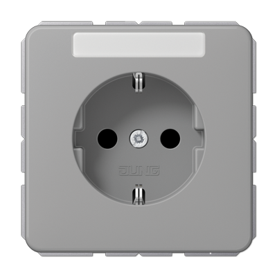 JUNG Штепсельная розетка SCHUKO 16A 250V~ ударопрочная, с полем для надписи серая CD1520BFNAGR