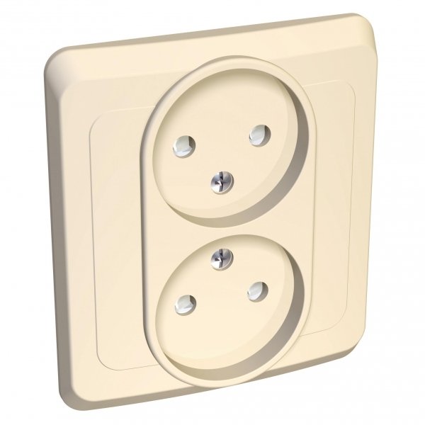 Systeme Electric Этюд Крем Розетка 2-ая б/з с защитными шторками