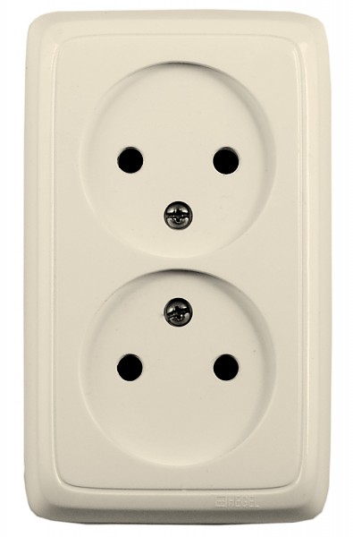 Hegel Альфа наруж Слоновая кость РА16-143-01 Розетка двойная с изол. пластиной