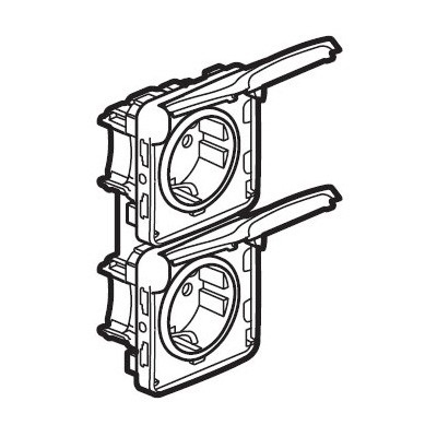 Купить Legrand Plexo Серый Розетка 2-ая с/з с крышкой 2К+З нем.ст. верт. 16А 250В IP55 069577