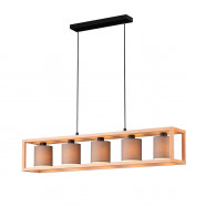 Eglo 390109 Подвесной потолочный светильник (люстра) GRANADOS, 5x40W, E27, L1000, B200, H1500, сталь, дерево, черный, коричневый/текстиль, капучино