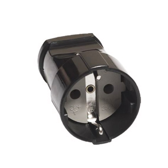 Купить TDM Кабельная розетка 2П+3 с з/ш 16А 250B черная SQ1806-0032