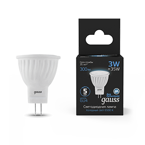 Gauss Лампа MR11 3W 300lm 6500K GU4 LED 132517303