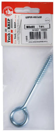 Купить Tech-Krep Шуруп- кольцо М8х80 (1 шт) - пакет 124356