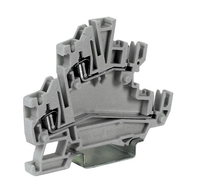 DKC Клеммный зажим. Двухуровневый. Со штыревыми контактами. Тип HCD.1/GR. Серый. 1,5 кв.мм.