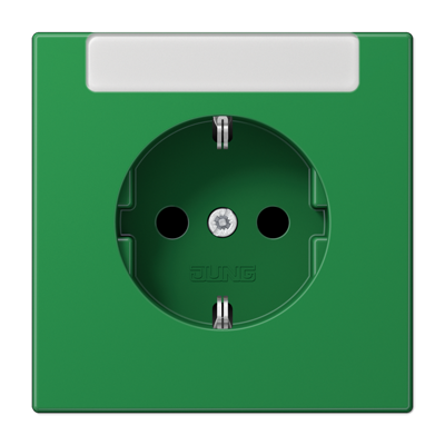 JUNG SCHUKO®-розетка 16 A / 250 B ~с дополнительной защитой и полем для надписи, зелёный LS1520INAGN