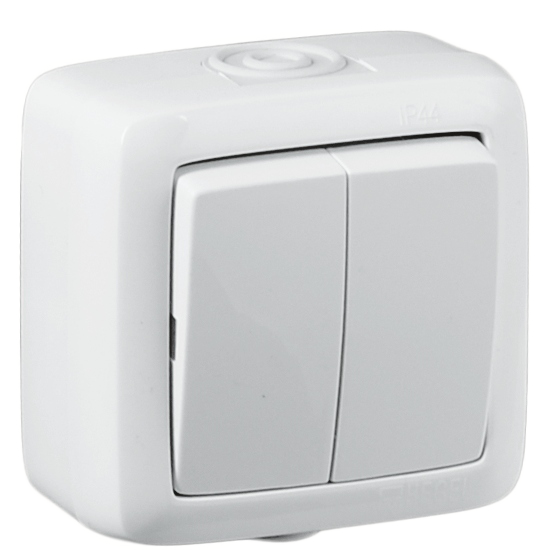 Hegel Альфа наруж Белый ВА10-251 Выключатель 2-клавишный брызгозащищенный