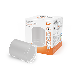 Gauss Светильник Overhead накл цил 6W 400lm 300K 170-240V IP20 68*75мм белый с расс LED HD023