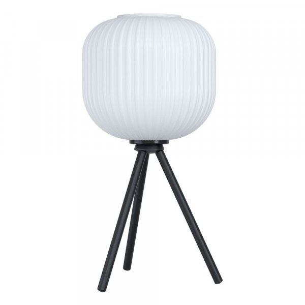 Eglo 99369 Настольная лампа MANTUNALLE, 1х40W (E27), 200, H400, осн. 220, сталь, черный/стекло, белый