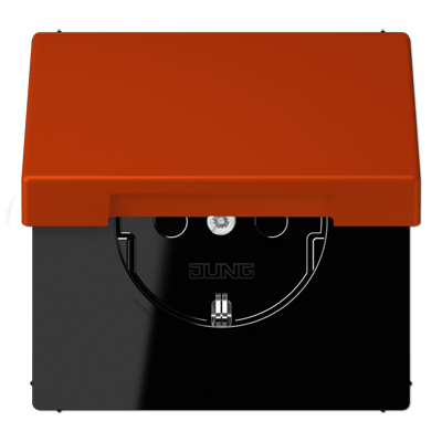 JUNG LS 990 Розетка с/з с защитными шторками с крышкой безвинт. зажим Rouge vermillon 59(4320A) LC1520KIKL4320A