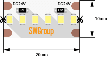 SWG Лента светодиодная стандарт 2216, 300 LED/м, 19,4 Вт/м, 24В , IP20, Цвет: Нейтральный белый SWG2A300-24-19.2-NW