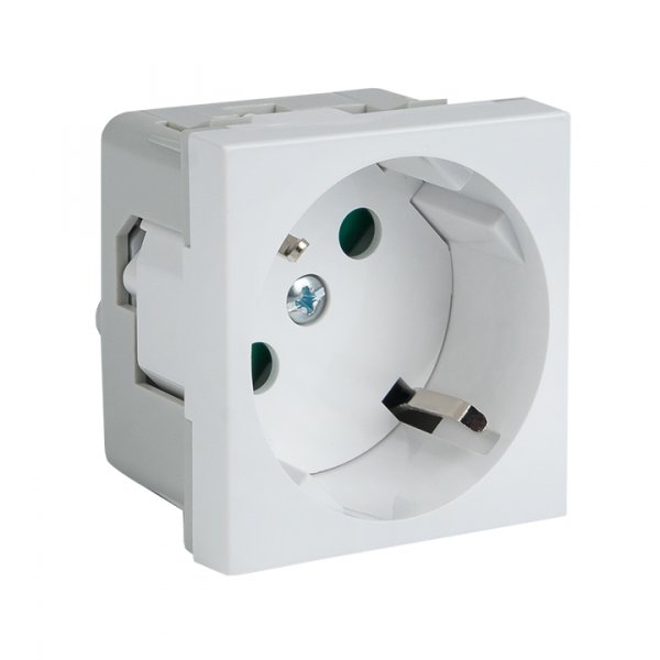 EKF PROxima Розетка 45х45 PRO, с заземлением, белая , 45 град