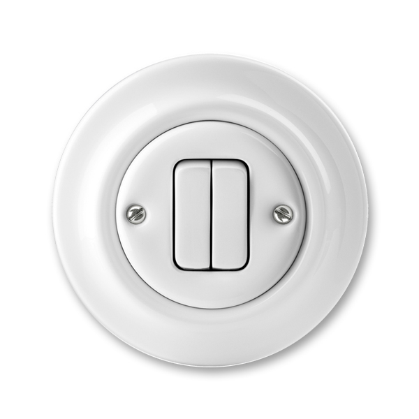 ABB Decento Белый фарфор Выключатель двухклавишный 2CHK590534C4300