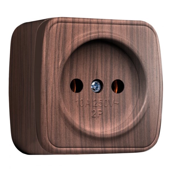 EKF Basic Минск Темное дерево Розетка б/з, 10А, ОП