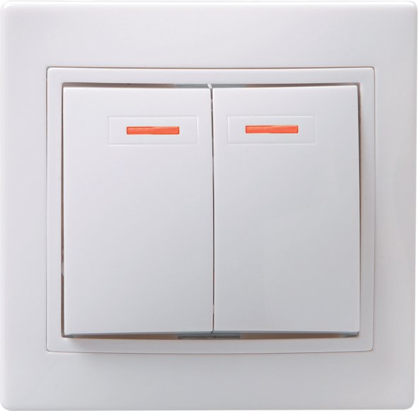 IEK KVARTA ВС10-2-1-КБ Выключатель 2кл с инд. 10А (белый)