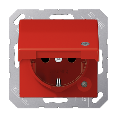 JUNG SCHUKO® розетка с крышкой, красная A1520BFKLKORT