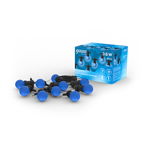 Gauss Гирлянда светодиодная "Белт Лайт" Holiday, 10 ламп, 7,7 м, IP44, синий, 1/6 HL063