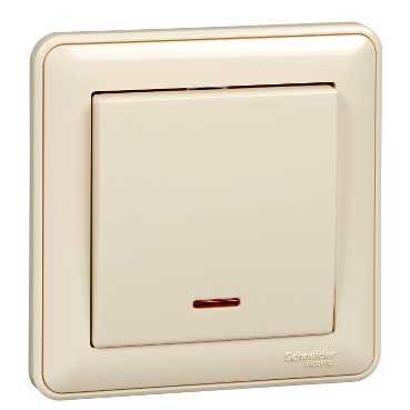 Systeme Electric Wessen 59 Беж Выключатель 1-клавишный с подсветкой 10А (в сборе)