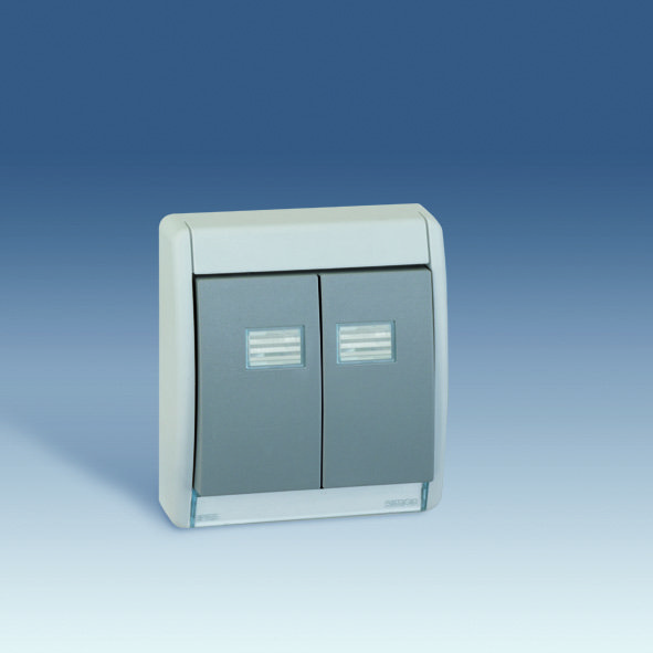 Simon 44 Aqua Серая Рамка с двойной клавишей, с подсветкой 4400026-035