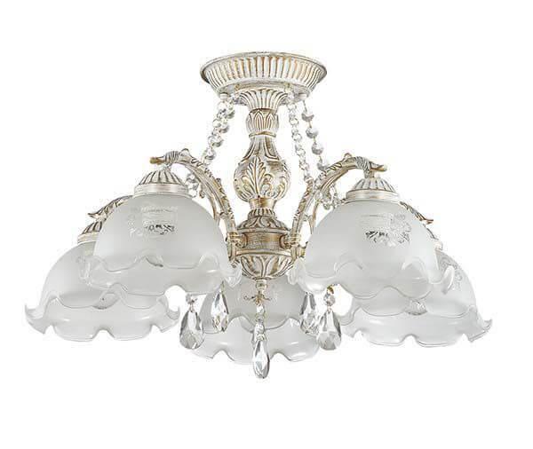Купить Lumion 3126/5C LN16 232 белый/зол.патина/стекло/хрусталь Люстра потолочная E27 5*60W 220V CASETTA