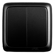 HEGEL ВА10-153-08 Черный Выключатель открытой установки, двухклавишный, с изолирующей пластиной