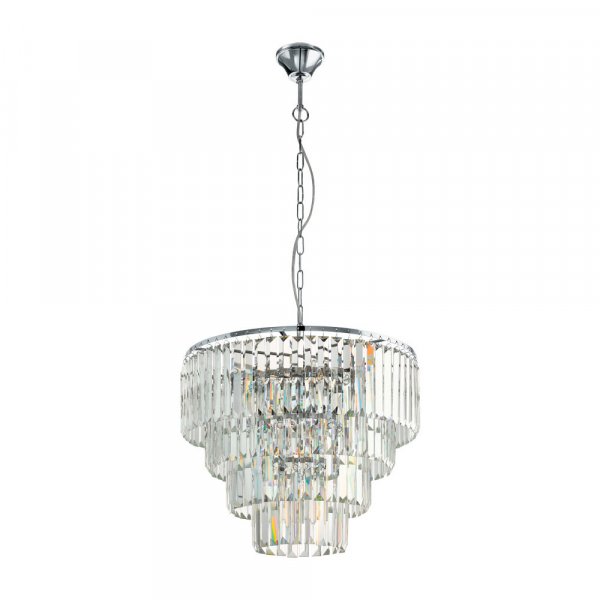 Eglo AGRIGENTO Подвес , 7x40W(E14), Ø485, H1500, сталь, хром/хрусталь, прозрачный 39514