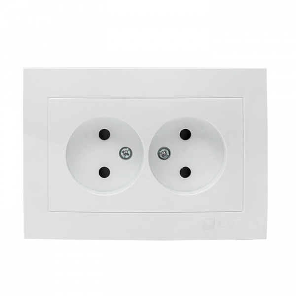 EKF PROxima Валенсия розетка 2-местная б/з 10А белая с защ. штор.