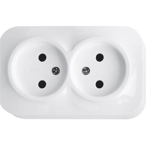 Horoz Electric 112-003-0002 16A/250V~ Двойная розетка накладная без заземления EVA (2-GANG SOCKET) HRZ01001493