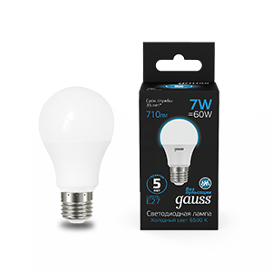 Gauss Лампа A60 7W 710lm 6500K E27 LED 1/10/50 102502307