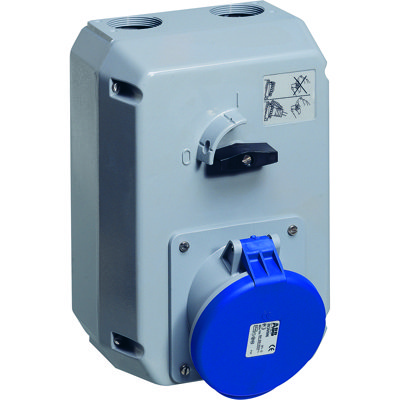 ABB MM Розетка металл. с выключателем и механической блокировкой 363MM6, 63A, 3P+E, IP44, 6ч 2CMA168036R1000