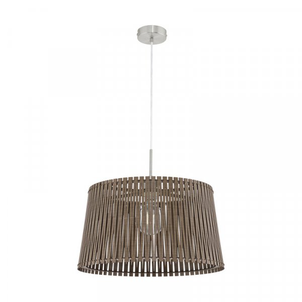 Eglo Подвес SENDERO, 1х60W(E27), Ø450, H1300, сталь, никель мат./дерево, темно-коричневый 96199