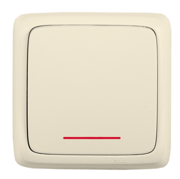 Hegel Альфа наруж Слоновая кость ВА10-114-01 Выключатель 1-клавишный с индикацией, с изол. пластиной