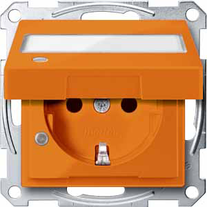 Купить SE Merten SM Оранжевая Розетка Schuko для спец. сетей с крышкой,полем для надписи и индикацией (MTN2313-0302)