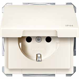 Купить SE Merten Aquadesign Беж Розетка Schuko с крышкой, с защитными шторками, IP44, винт. зажим MTN2414-4044